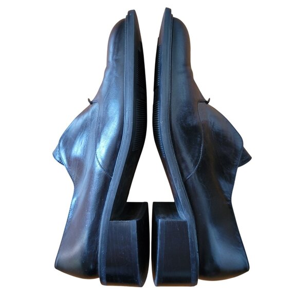 Stuart Weitzman Black Leather Slip On Shoes 7W‎ Spain Chunky Heels 90s Y2K - Picture 6 of 9